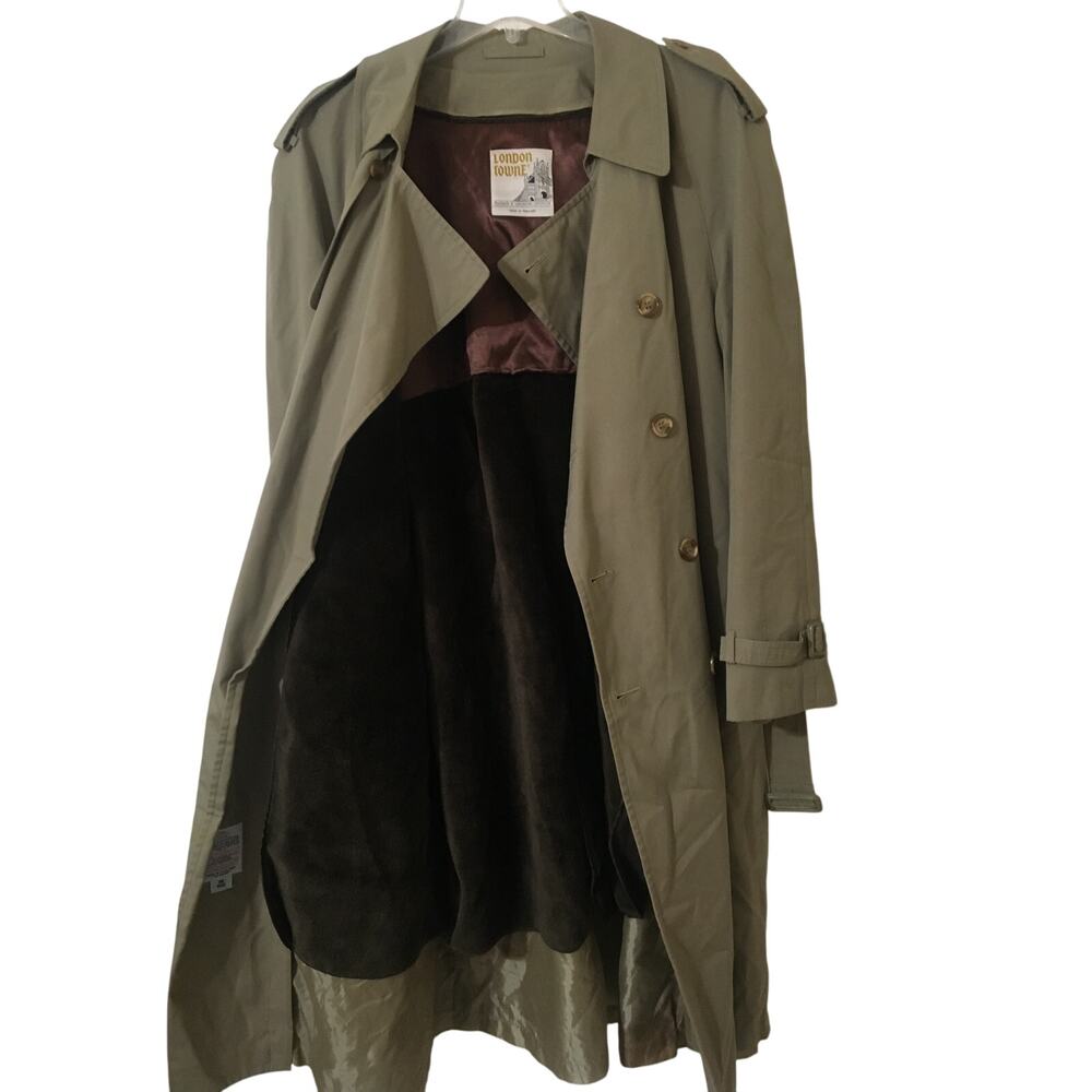 Vintage London Fog London Towne Trench Coat, Zip Out Dark Brown Warmer Liner - Picture 7 of 11